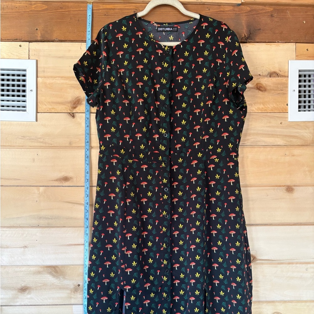 Disturbia Black Midi Dress with Vibrant Floral Accents